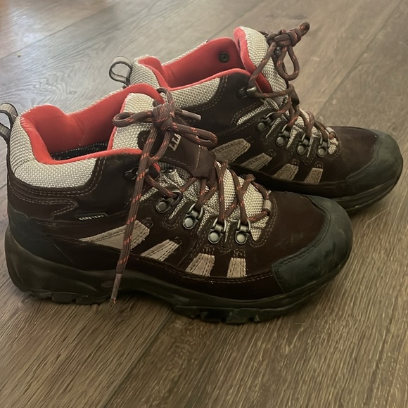 L.L Bean Brown Suede Mesh Big Boys Hiking Boots - Picture 4 of 5